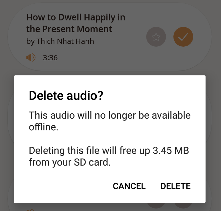 A confirmation dialog shows before you delete a media track.