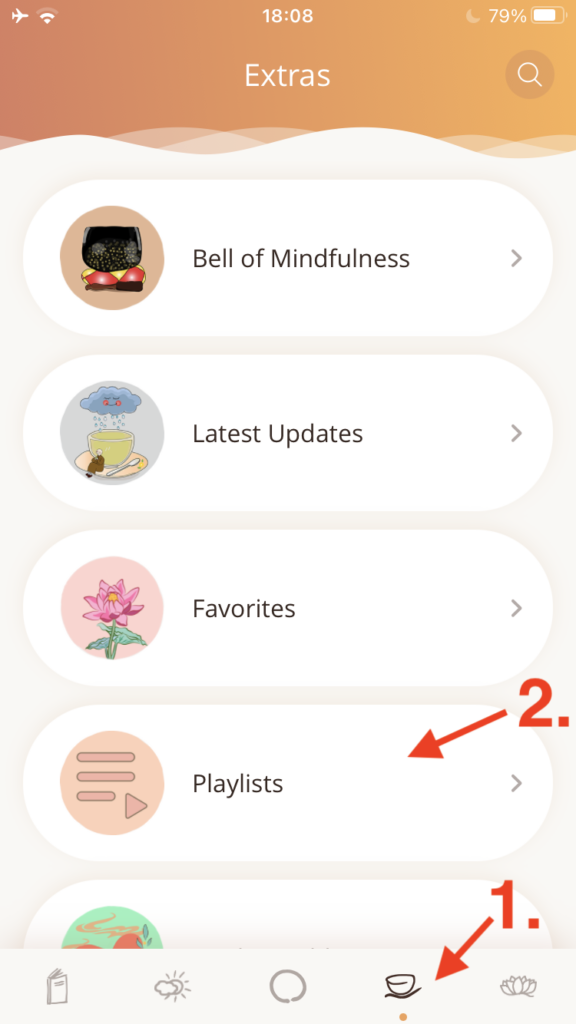 Using playlists in the Plum Village App Plum Village Mobile App