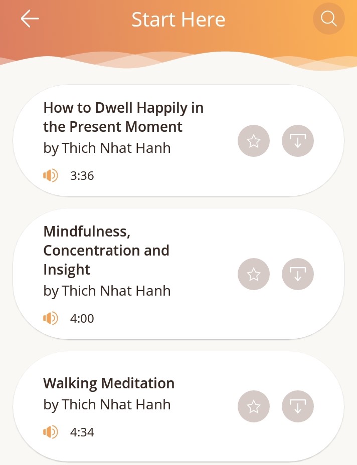 The first eight exercises of mindful breathing - Plum Village Mobile App